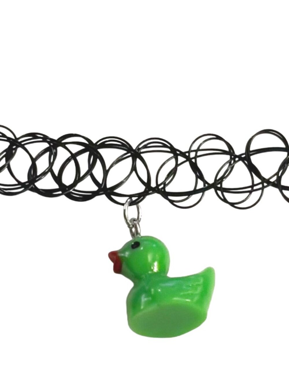 Black Tattoo Choker with Green Mini Rubber Duck